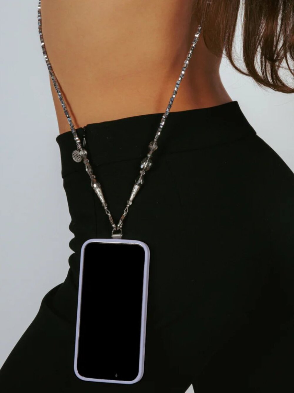 UO Crossbody Phone Strap- Sparkly Silver Beaded Chain- Fits All Sizes